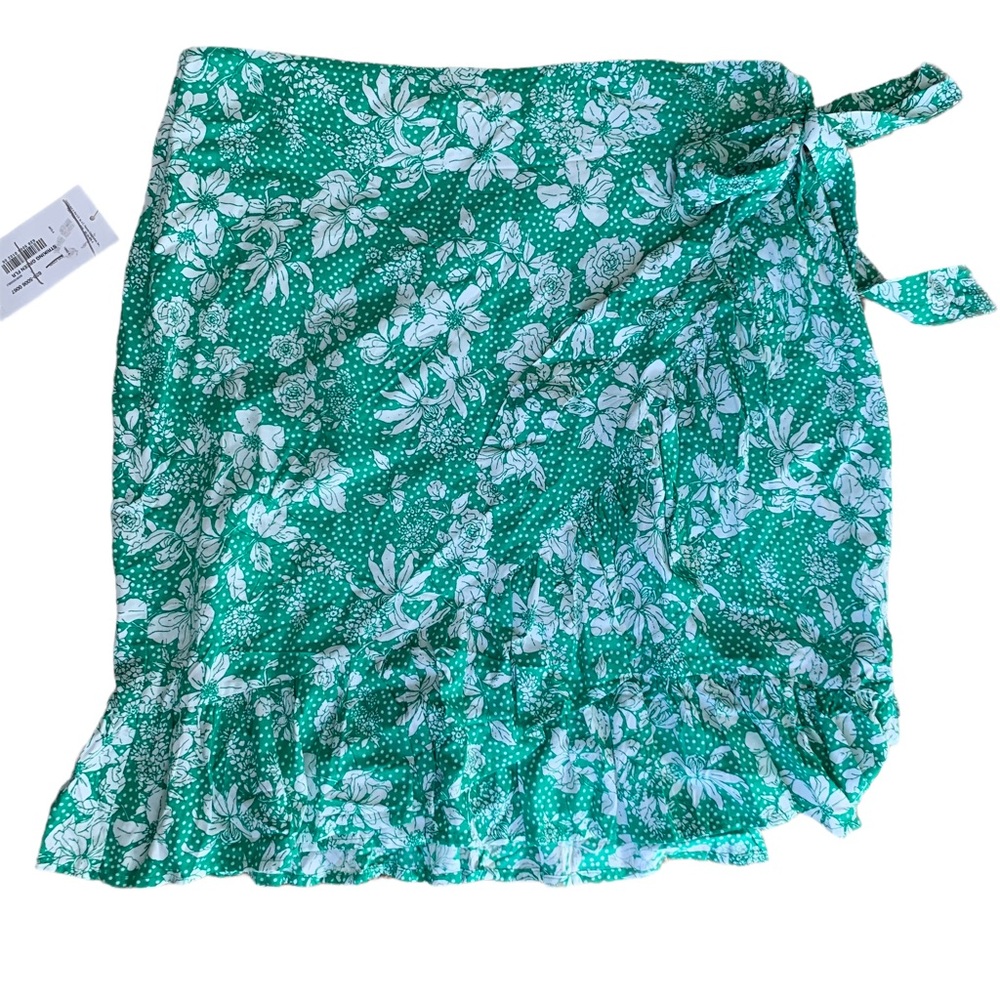 Mixit Mini Wrap Skirt Green and White Flowers